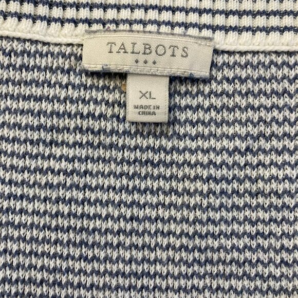 Talbots LS Lightweight Sweater Pullover Blue and White Zigzags, Soft, sz XL - Picture 3 of 7
